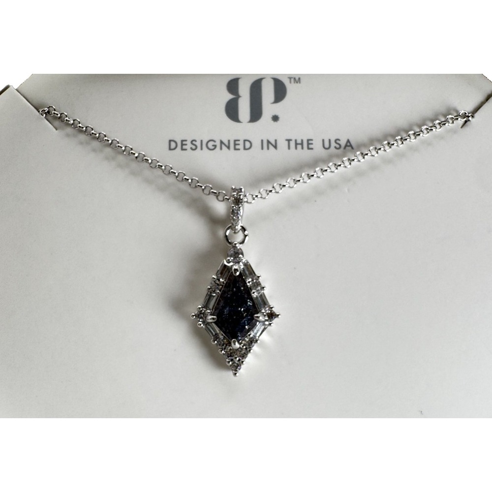 Bomb Party Necklace RBP7682 Can't Fight The Feeling Black Ice Crystal Rhodium